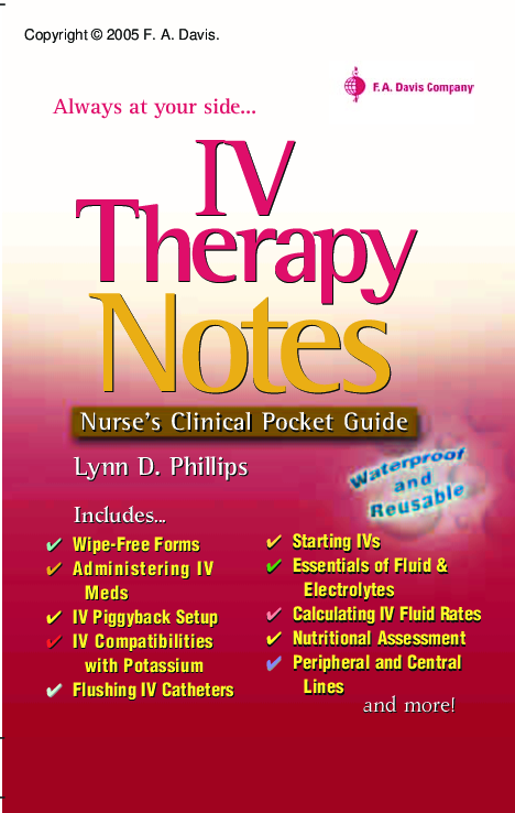 Preview image for Iv Therapy Notes: Nurse's Pharmacology Pocket Guide (Nurse's Clinical Pocket Guides)